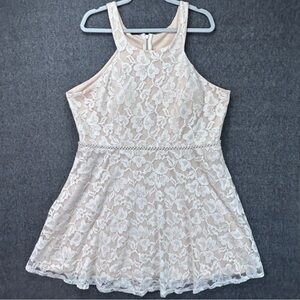 City Triangles Dress Womens Plus 18 White Lace Fit & Flare Beaded Formal Party